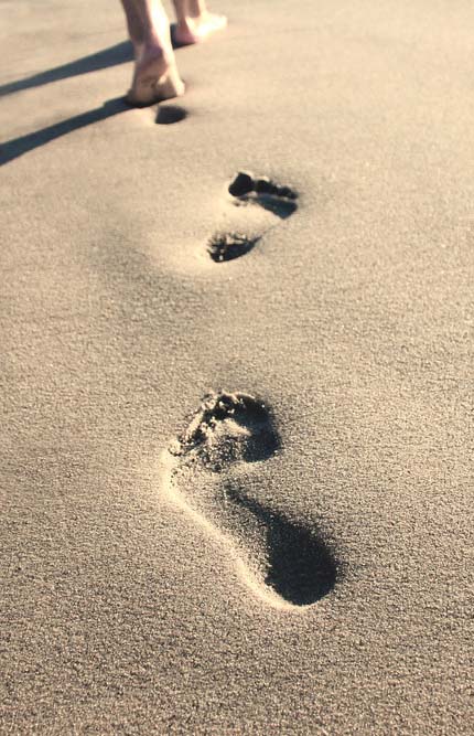 Jesus Walking With Footprints