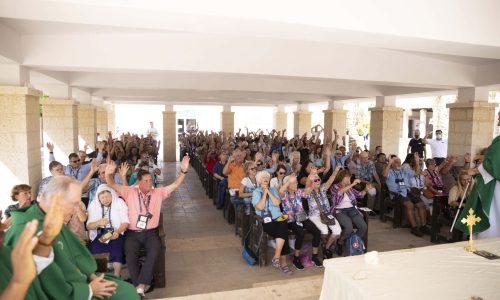 Pilgrims celebrate Mass at the Jordan River Baptism Site