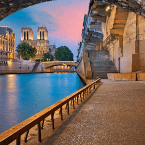 Notre Dame Cathedral on the Seine River, Paris, France