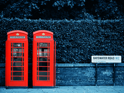 Red telephone booth in London, England