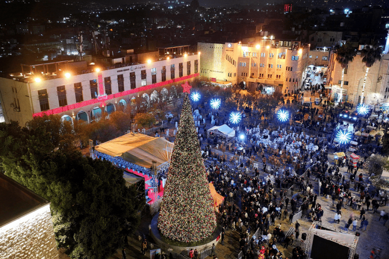 Christmas Tree in Manger Square, Bethlehem, Palestine