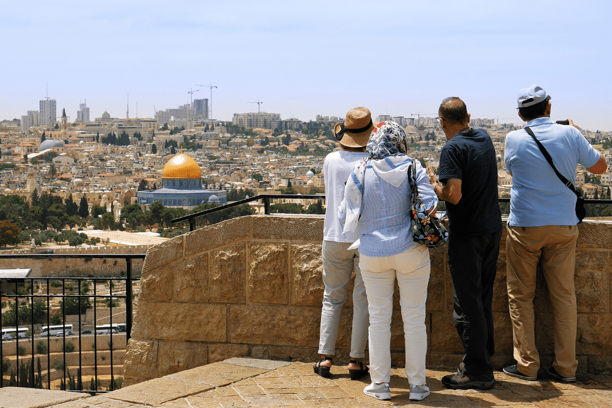 Pilgrims Overlooking Jerusalem, Israel