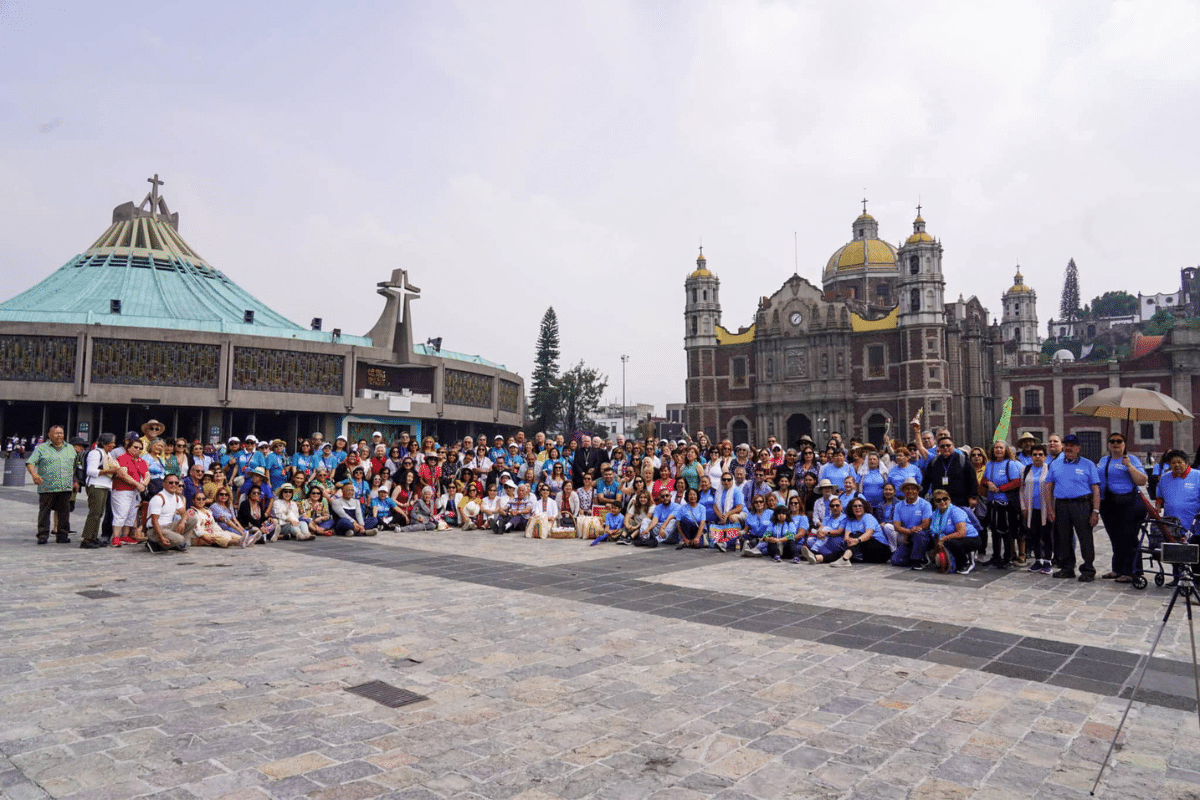 pilgrims outside Our Lady of Guadalupe Basilica in Mexico City