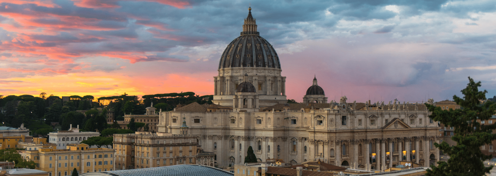 A panoramic view of Rome and St. Peter's Basilica