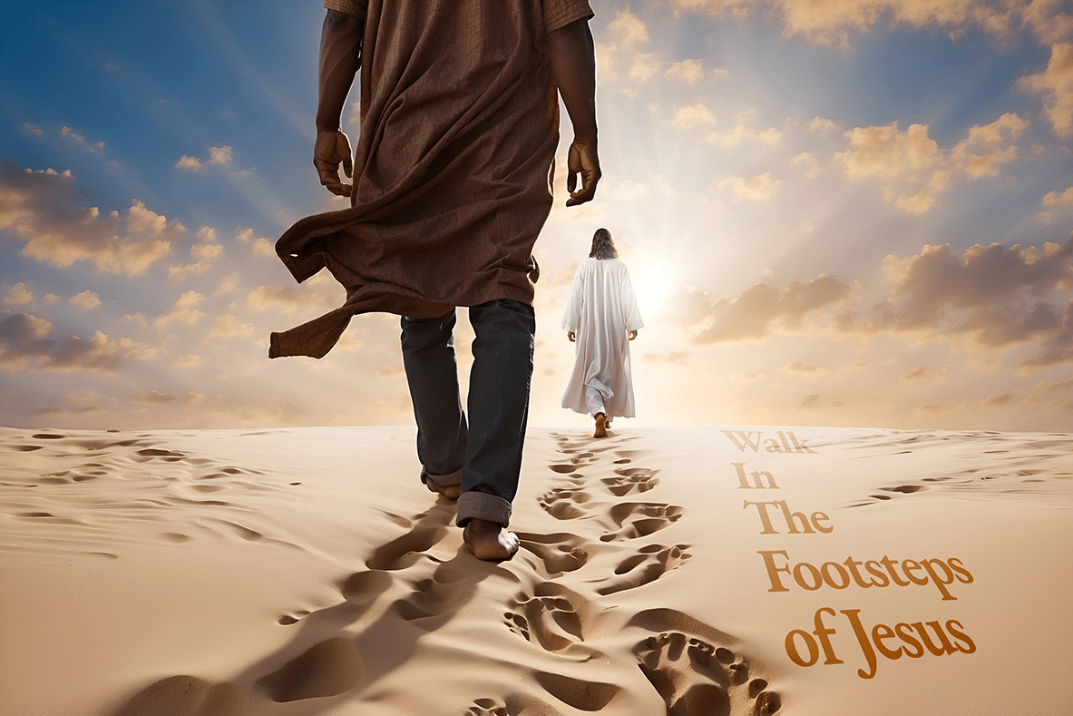 Walking With Jesus 2 Person walking in the footsteps of Jesus