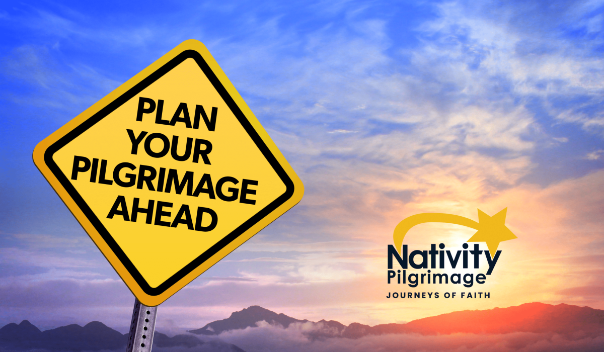 road sign that reads, "Plan your pilgrimage ahead."